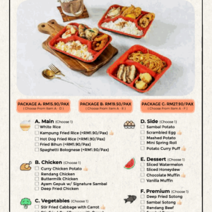 Great Value catering menu: Lunch Dinner Pack ABC Menu.