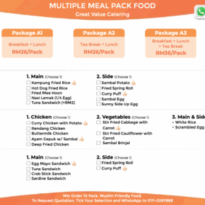 Great Value catering menu: Seminar Multiple Meal Pack A Menu.